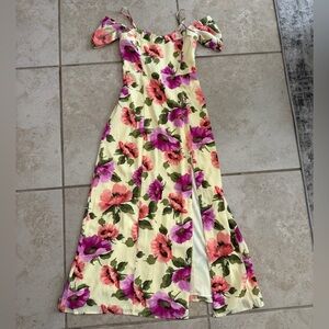 Abercrombie & Fitch Camille off-the-shoulder floral maxi dress Xs petite